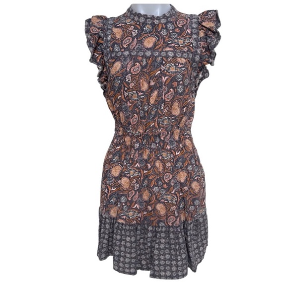 NWOT-  Universal Thread Women's Mini Dress - Gray and Orange Floral - Picture 6 of 7